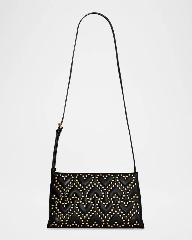 Heart Studded Leather Crossbody Bag